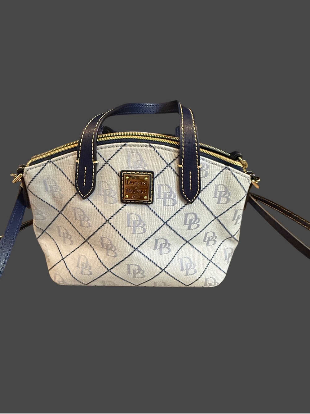 Dooney & Bourke light blue and Navy Crossbody Satchel